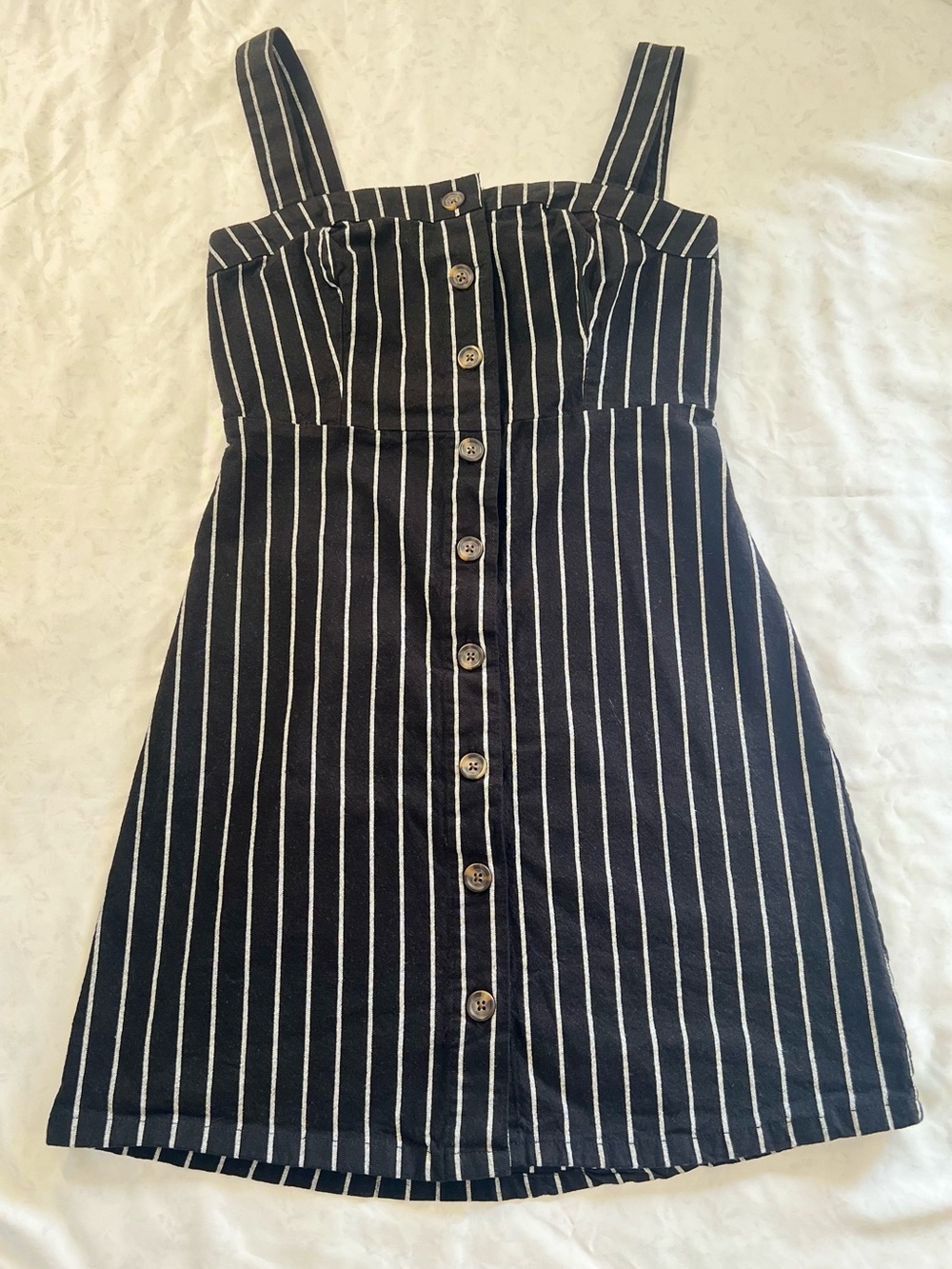 Hollister Black and White Striped Button Down Mini Dress, XS